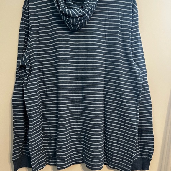 J. Crew Wash Blue Striped Long Sleeve Lightweight Hoodie - Picture 2 of 3